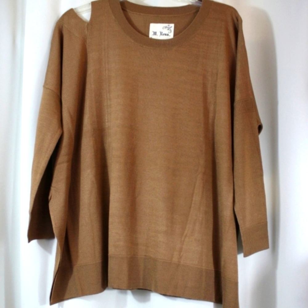 Women's Loose Fit Long Sleeve Cut-Out Shoulder Sweater
